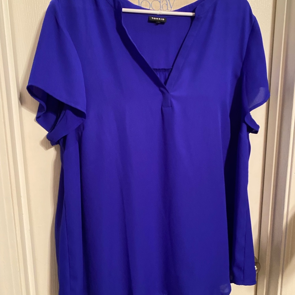 Torrid Royal Blue Harper Short Sleeve Blouse